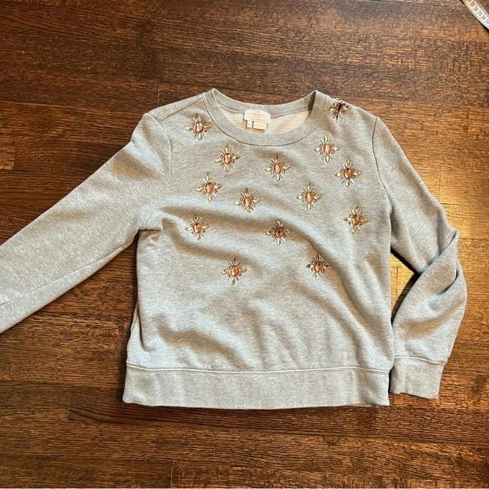 Kate Spade size XS rhinestone embellished gray sweatshirt